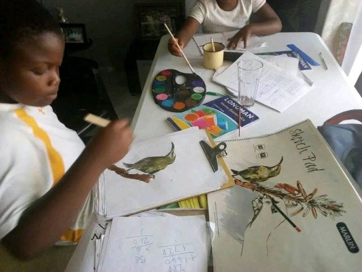 A learner painting from observation