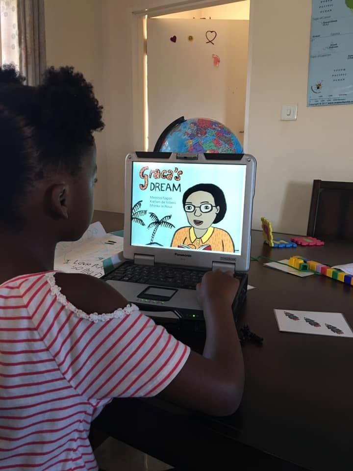 A learner following a story online